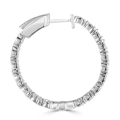 1.00ct Round Brilliant Cut Diamond Hoop Earrings in 14k White Gold