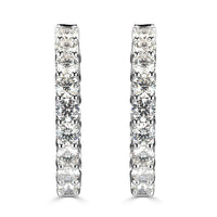 7.00ct Round Brilliant Cut Diamond Hoop Earrings in 14k White Gold