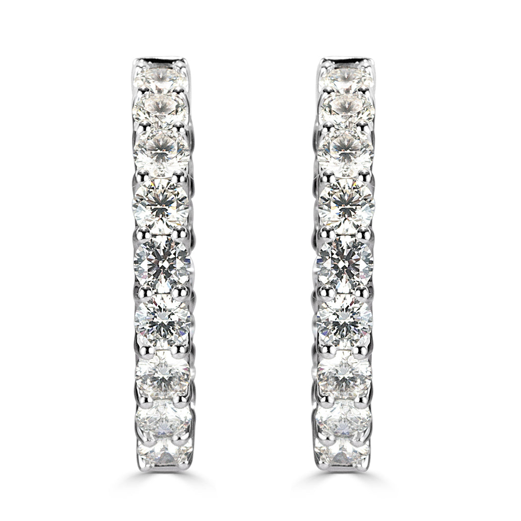 7.00ct Round Brilliant Cut Diamond Hoop Earrings in 14k White Gold