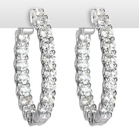 2.80ct Round Brilliant Cut Diamond Hoop Earrings in 14k White Gold