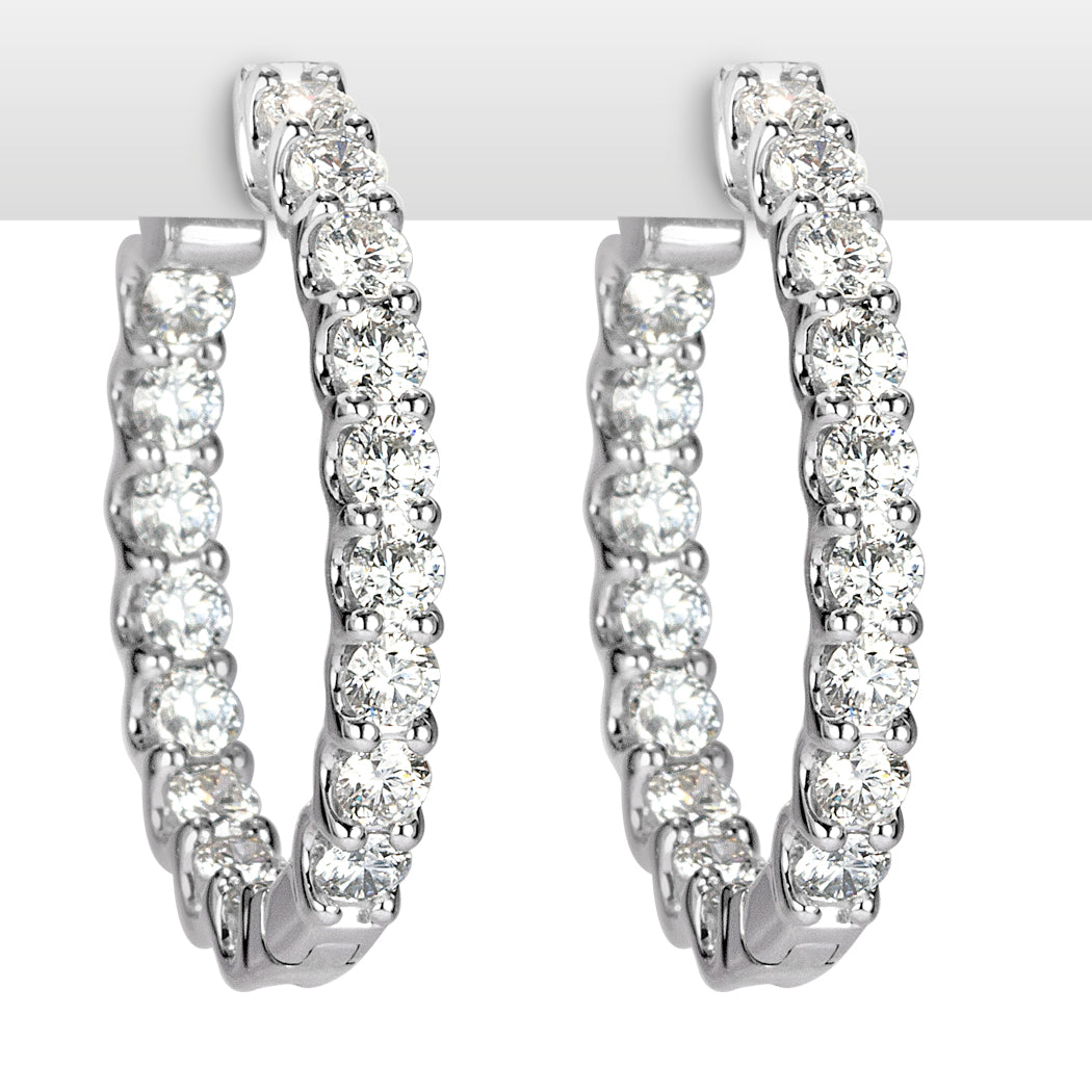 2.80ct Round Brilliant Cut Diamond Hoop Earrings in 14k White Gold