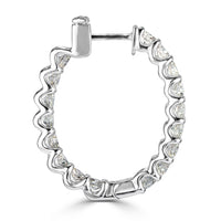 2.80ct Round Brilliant Cut Diamond Hoop Earrings in 14k White Gold
