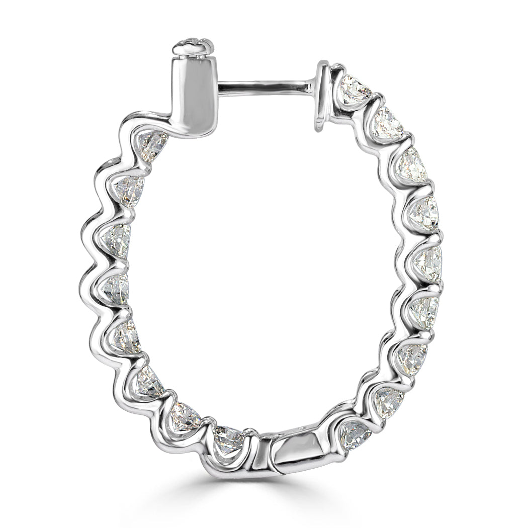 2.80ct Round Brilliant Cut Diamond Hoop Earrings in 14k White Gold