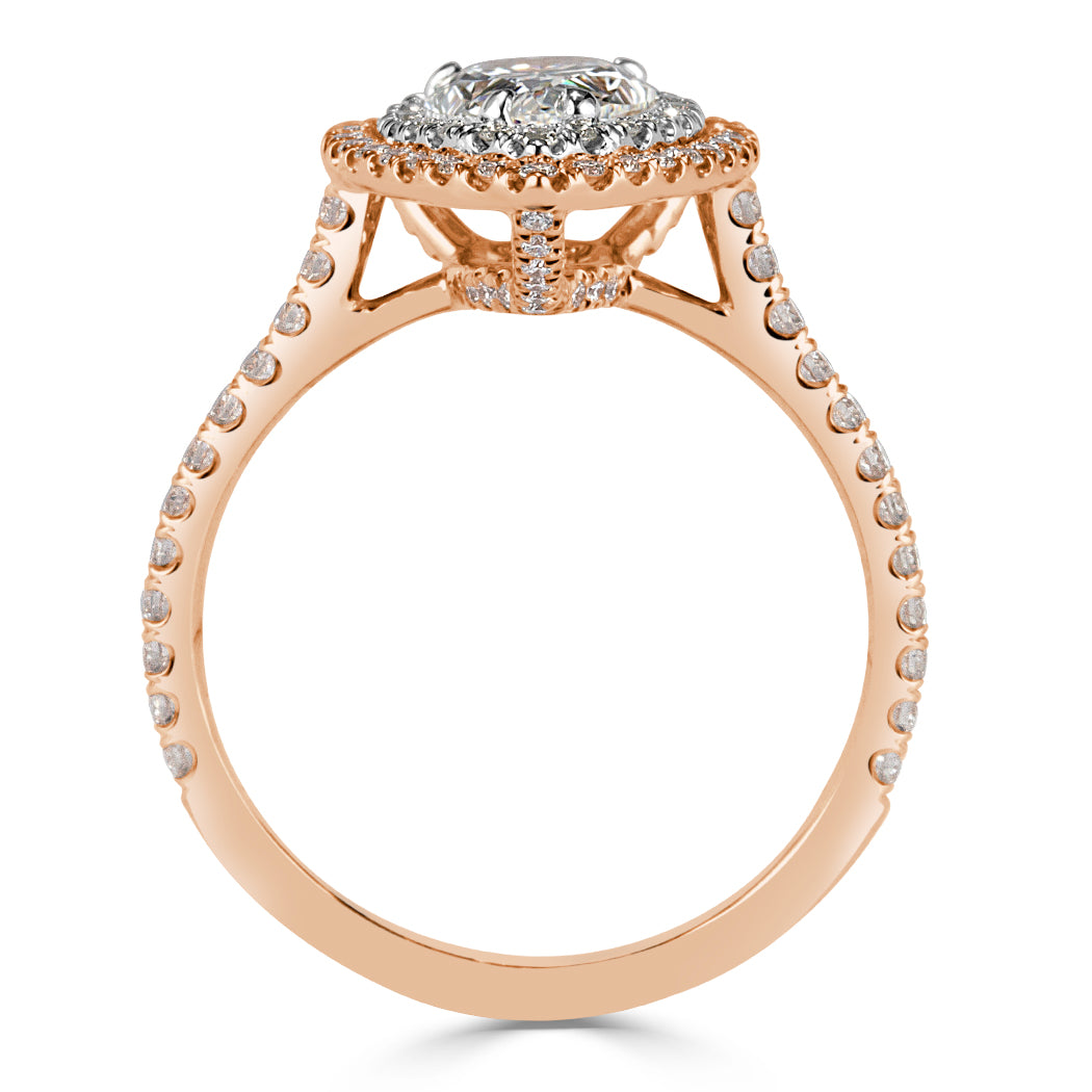 1.71ct Pear Shaped Diamond Double Halo Diamond Engagement Ring