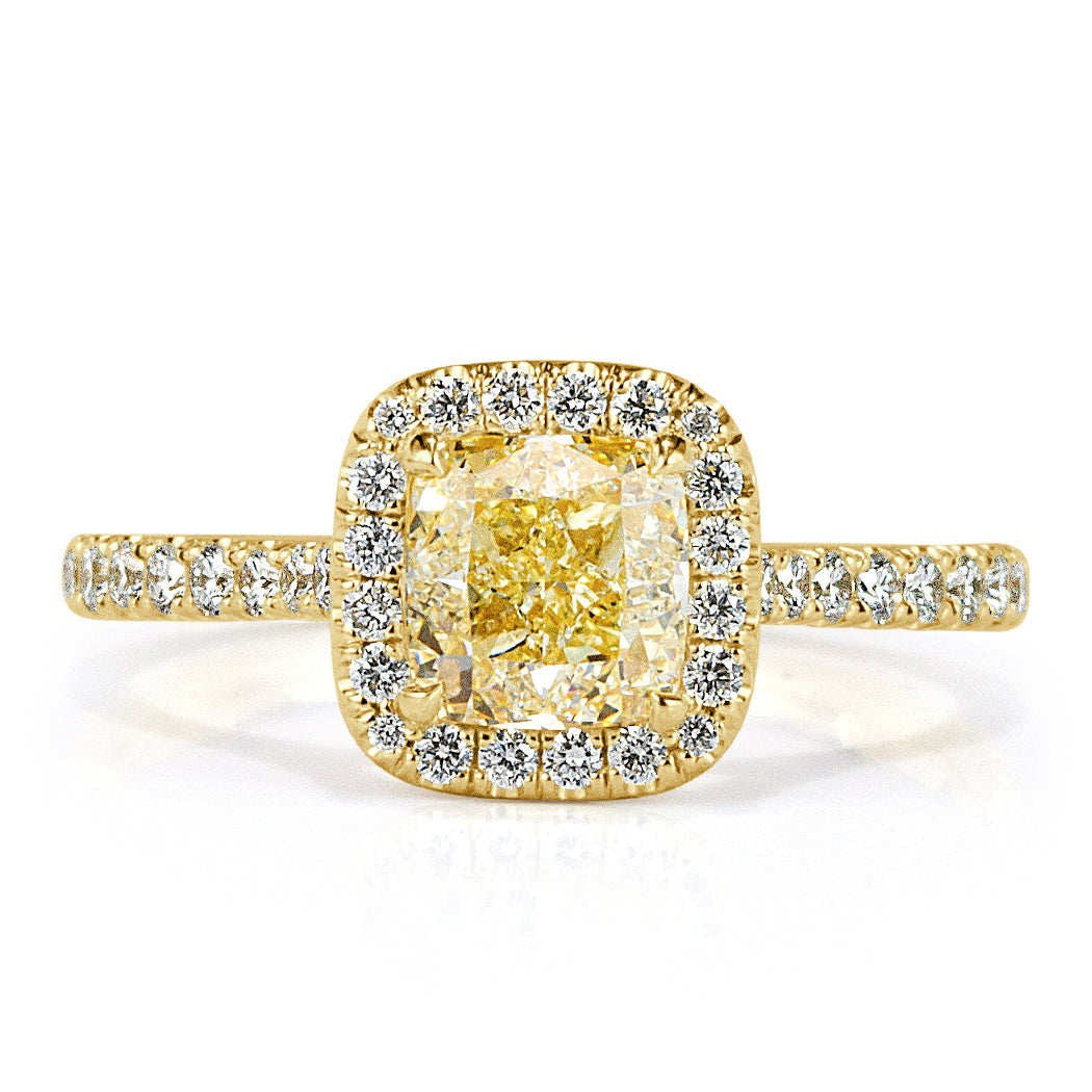 1.61ct Fancy Light Yellow Cushion Cut Diamond Engagement Ring