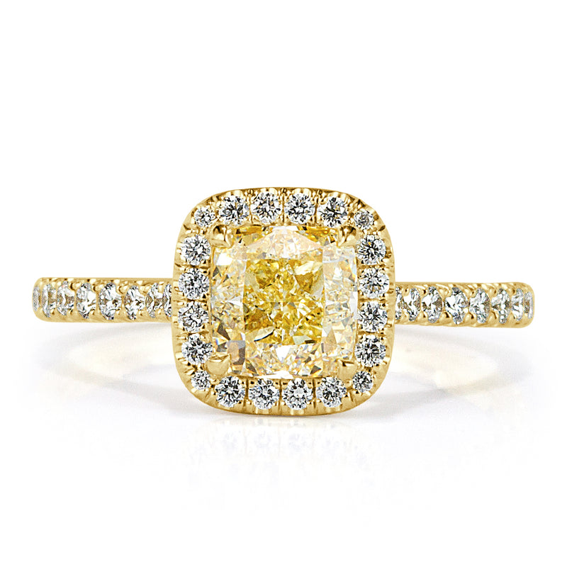 1.61ct Fancy Light Yellow Cushion Cut Diamond Engagement Ring