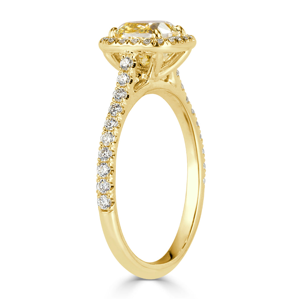 1.61ct Fancy Light Yellow Cushion Cut Diamond Engagement Ring
