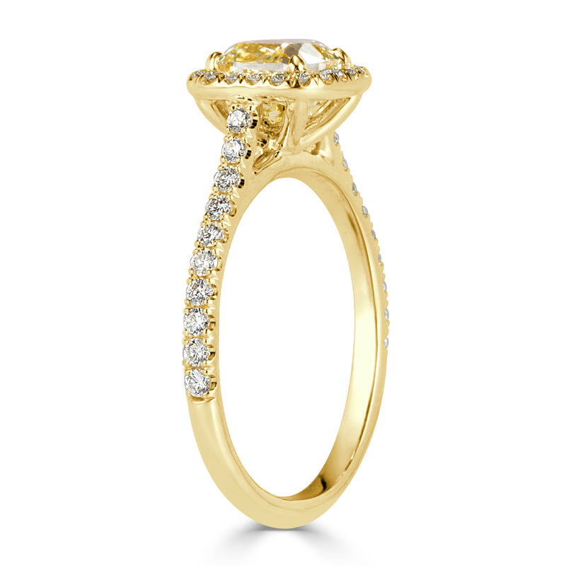 1.61ct Fancy Light Yellow Cushion Cut Diamond Engagement Ring