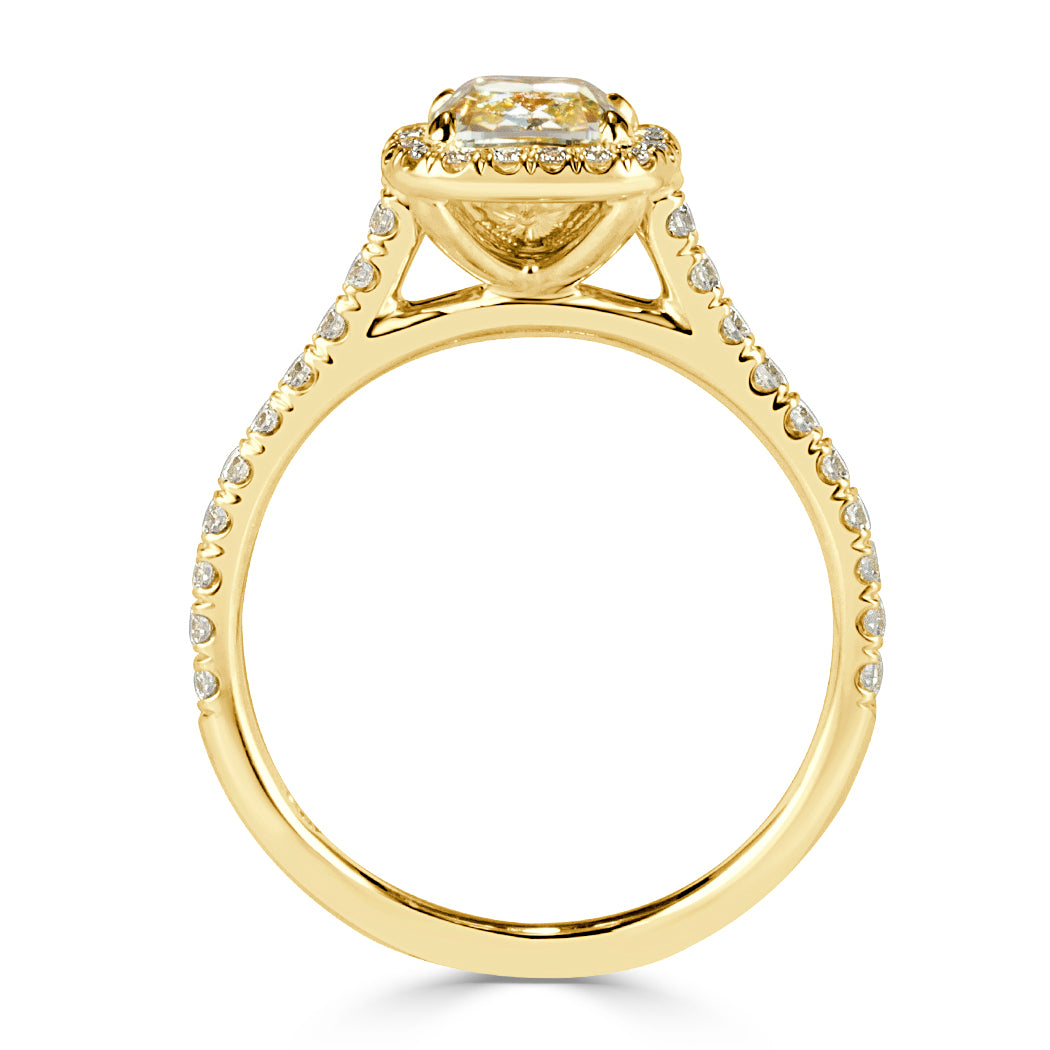1.61ct Fancy Light Yellow Cushion Cut Diamond Engagement Ring