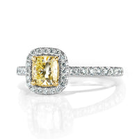 1.19ct Fancy Light Yellow Cushion Cut Diamond Engagement Ring