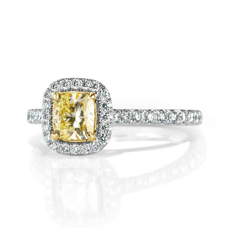 1.19ct Fancy Light Yellow Cushion Cut Diamond Engagement Ring