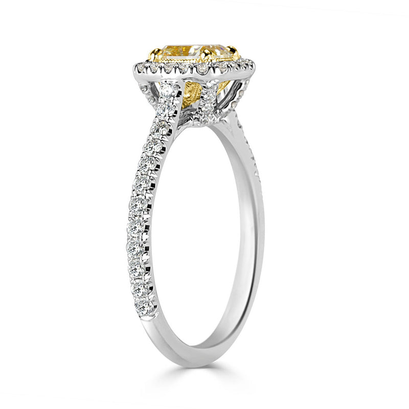1.19ct Fancy Light Yellow Cushion Cut Diamond Engagement Ring