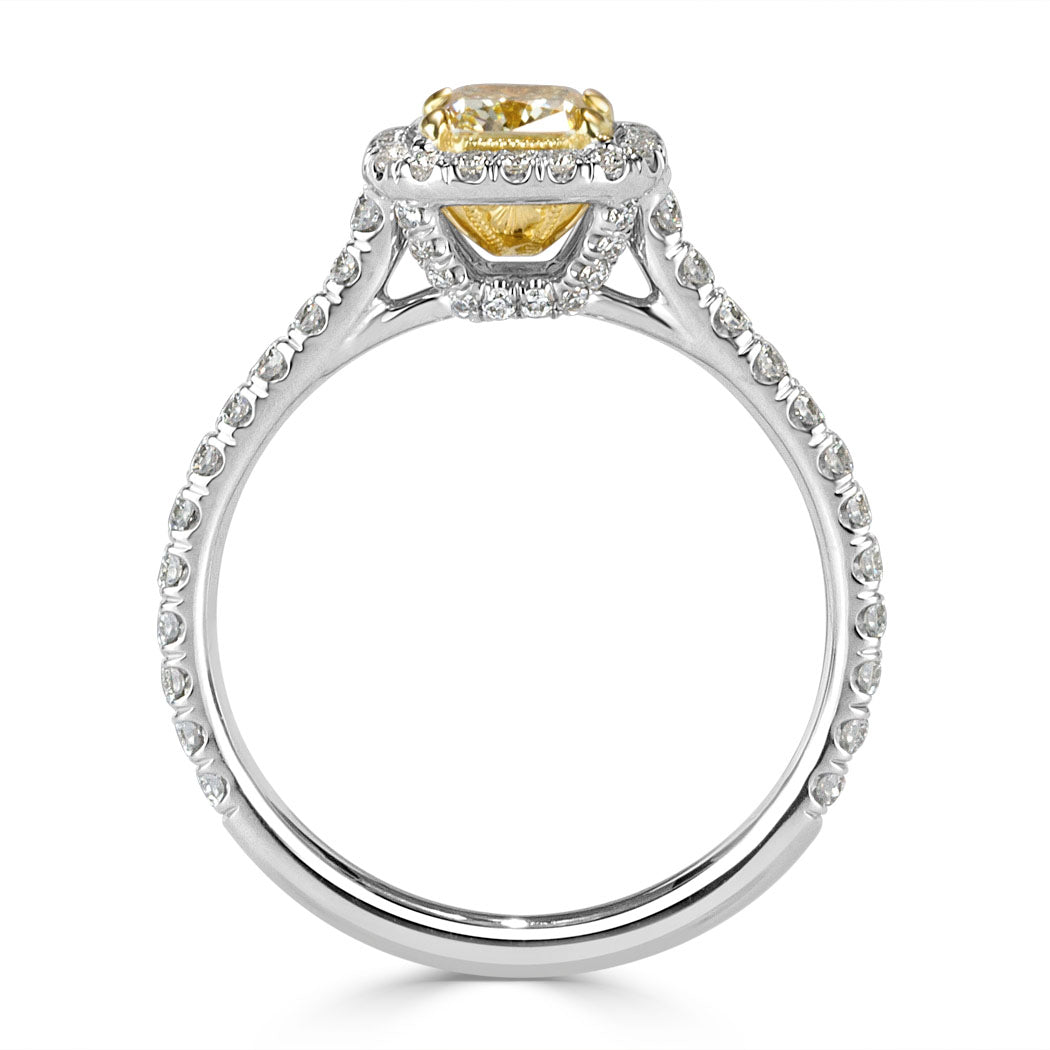 1.19ct Fancy Light Yellow Cushion Cut Diamond Engagement Ring