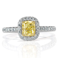 1.21ct Fancy Light Yellow Cushion Cut Diamond Engagement Ring