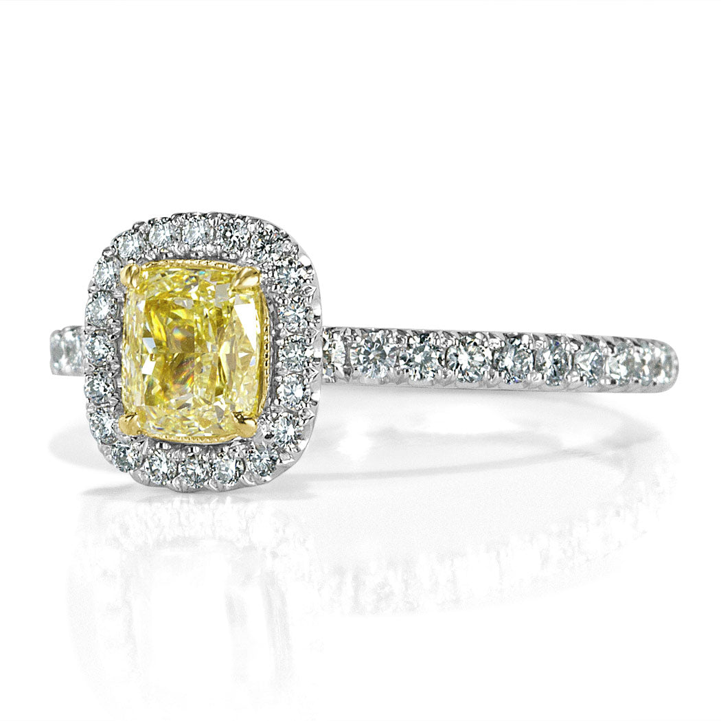 1.21ct Fancy Light Yellow Cushion Cut Diamond Engagement Ring