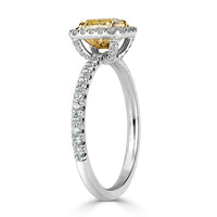 1.21ct Fancy Light Yellow Cushion Cut Diamond Engagement Ring