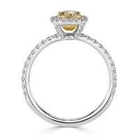 1.21ct Fancy Light Yellow Cushion Cut Diamond Engagement Ring