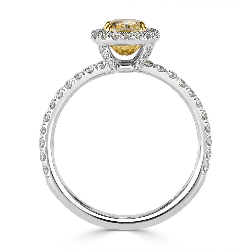 1.21ct Fancy Light Yellow Cushion Cut Diamond Engagement Ring