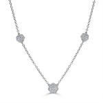 1.45ct Flower Cluster Diamond Necklace in 14k White Gold