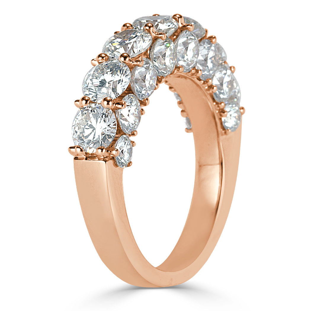 5.15ct Three-Sided Round Brilliant Cut Diamond Ring in 18k Rose Gold