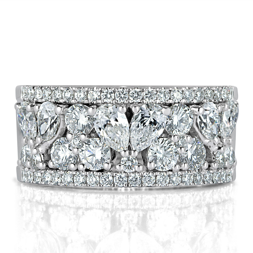 2.20ct Pear and Round Brilliant Cut Diamond Ring in 18k White Gold