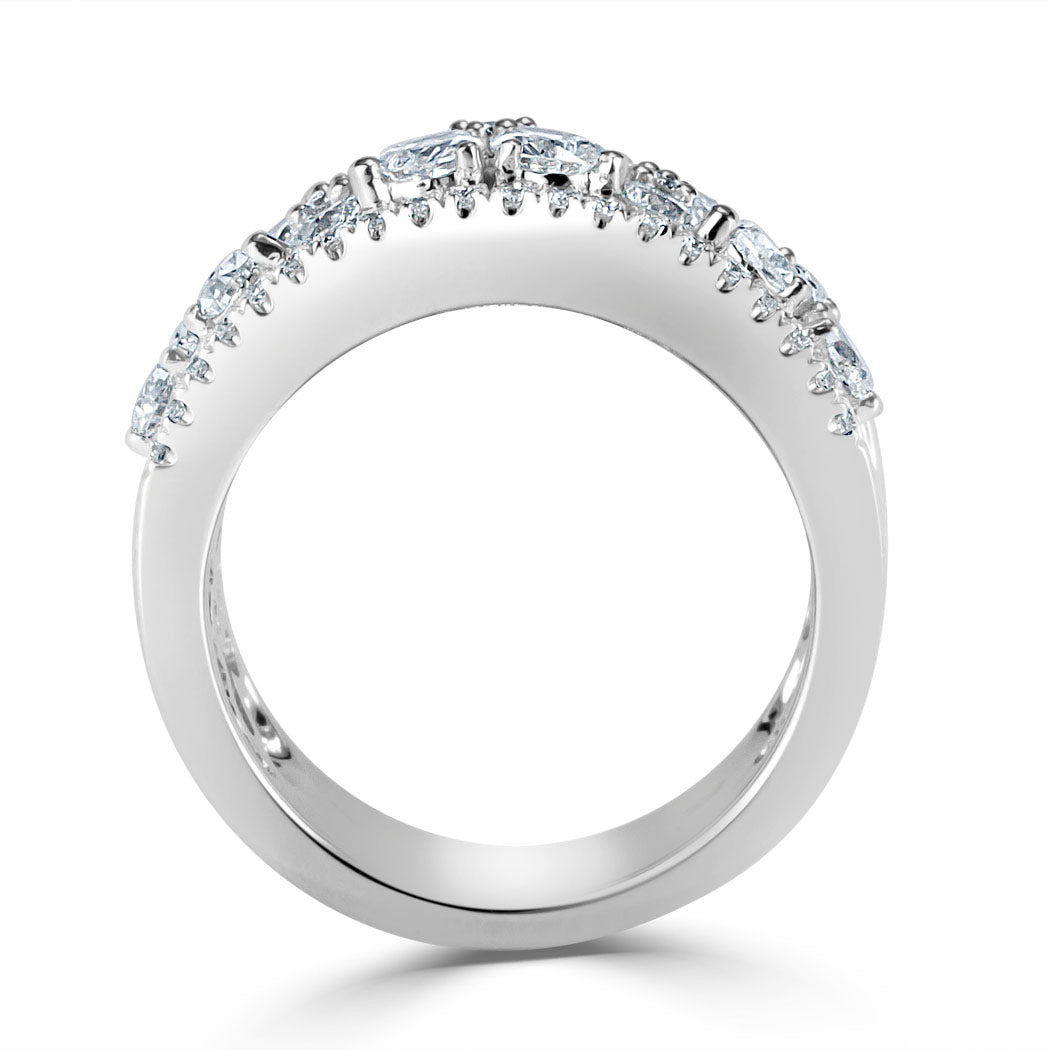 2.20ct Pear and Round Brilliant Cut Diamond Ring in 18k White Gold