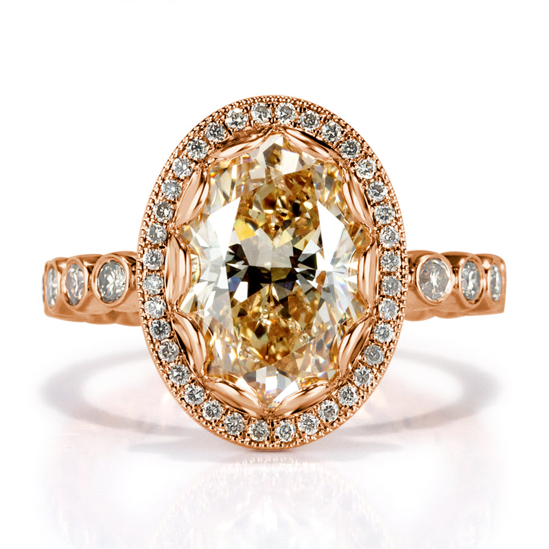 3.83ct Light Brown Oval Cut Diamond Engagement Ring