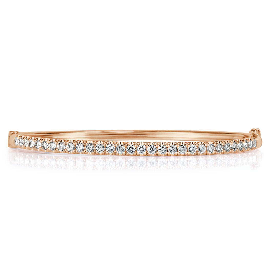 1.45ct Round Brilliant Cut Diamond Bangle in 14k Rose Gold