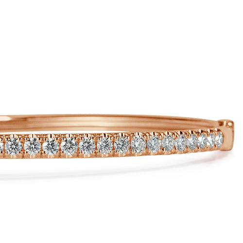 1.45ct Round Brilliant Cut Diamond Bangle Bracelet in 14k Rose Gold