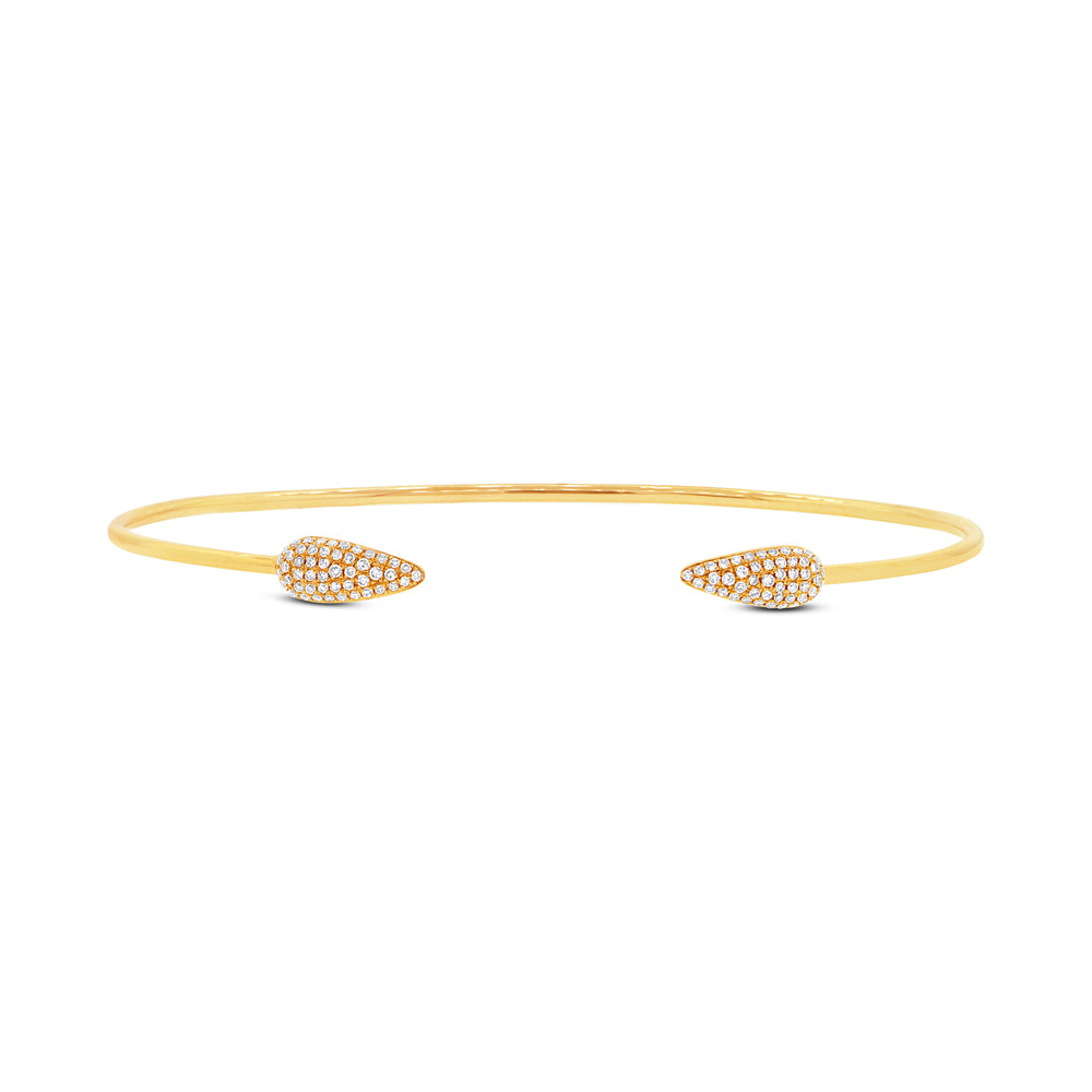 0.22ct Round Cut Diamond Pointed Flexible Cuff Bracelet in 14k Yellow Gold