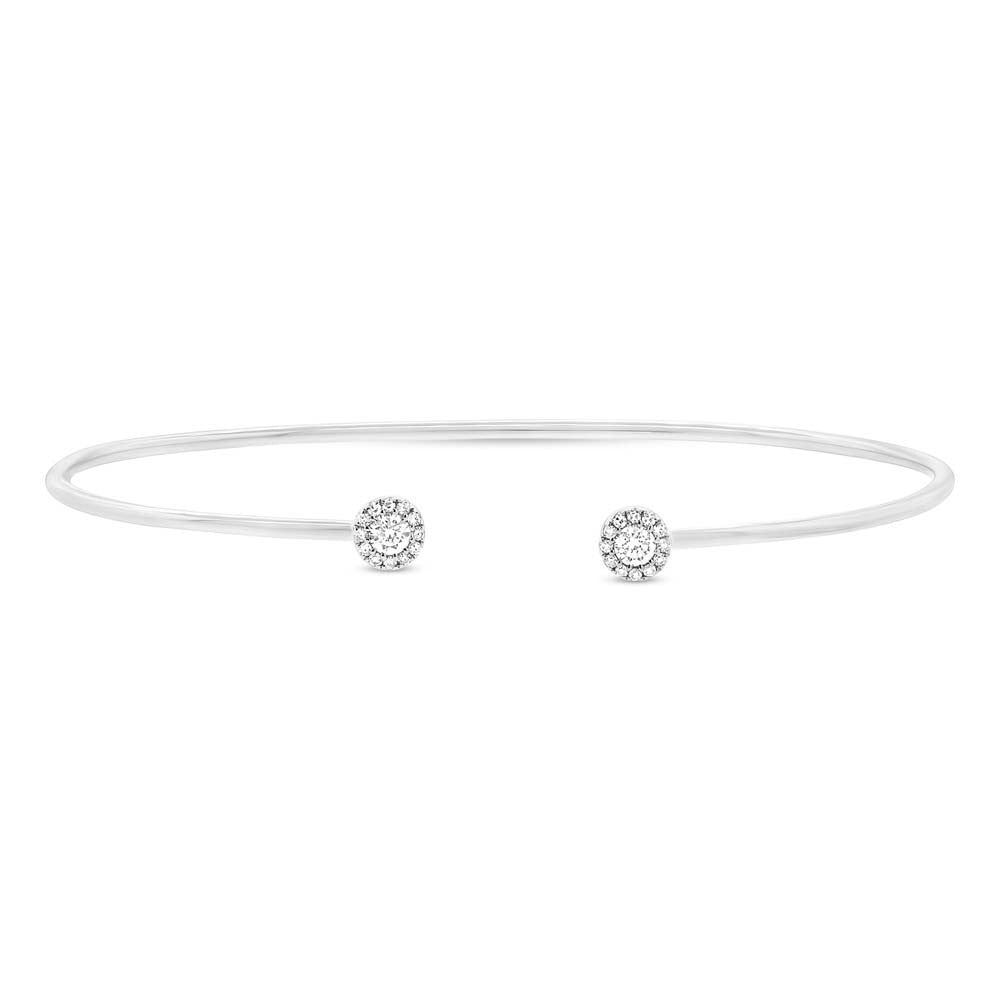 0.23ct Round Brilliant Cut Diamond Flexible Cuff Bracelet in 14k White Gold