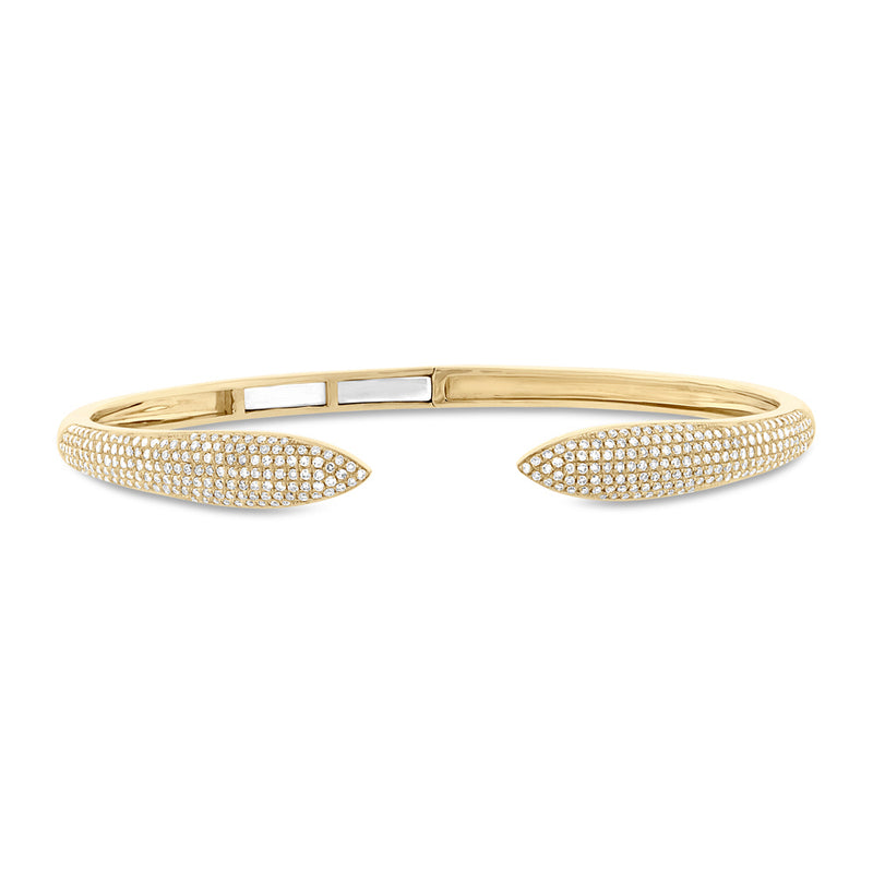 1.08ct Round Cut Diamond Claw Cuff Bracelet in 14k Yellow Gold