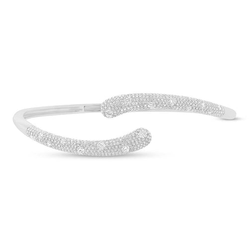 2.10ct Round Cut Diamond Flow Cuff Bracelet in 14k White Gold