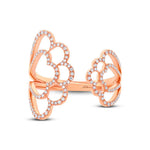 0.31ct Round Cut Diamond Butterfly Wings Ring in 14k Rose Gold