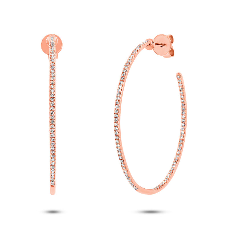 0.36ct Round Cut Diamond Hoop Earrings in 14k Rose Gold