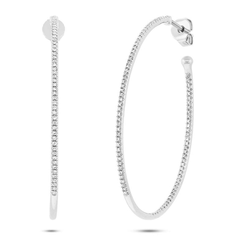 0.46ct Round Cut Diamond Hoop Earrings in 14k White Gold