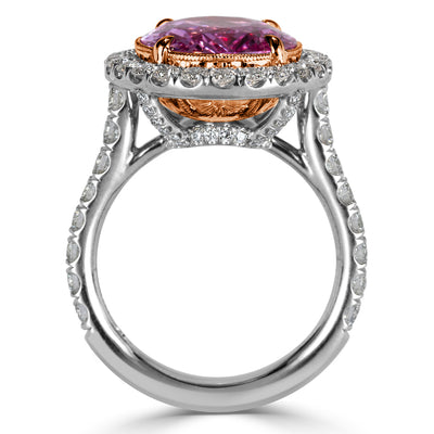 7.62ct Oval Cut Pink Sapphire and Diamond Ring