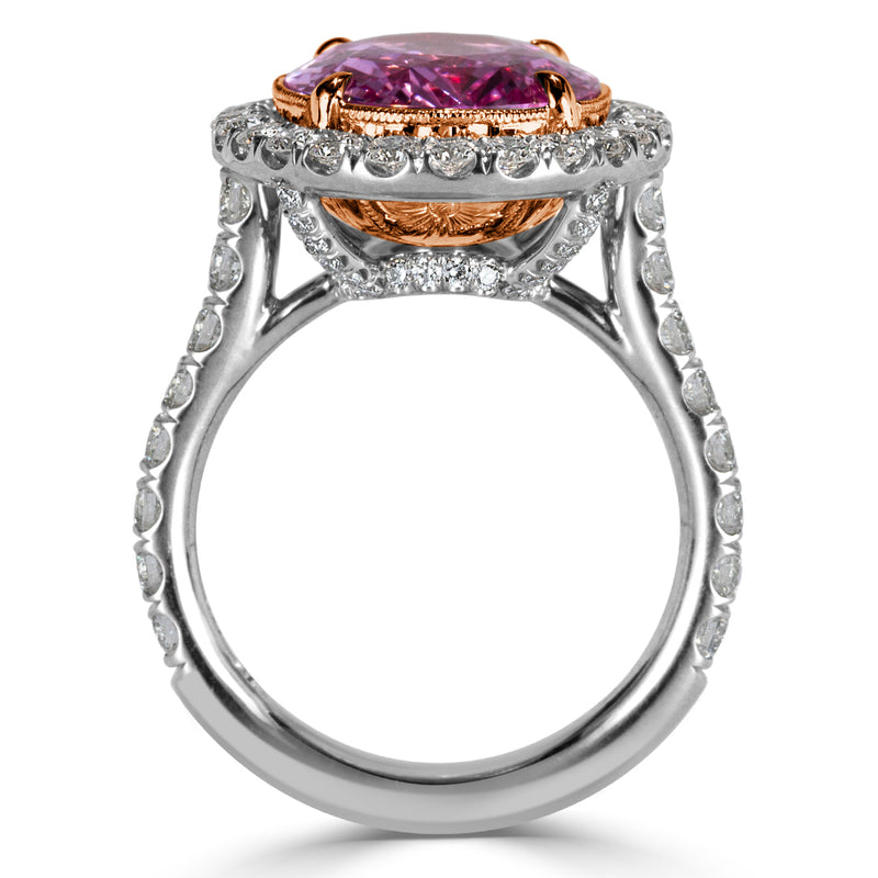 7.62ct Oval Cut Pink Sapphire and Diamond Ring