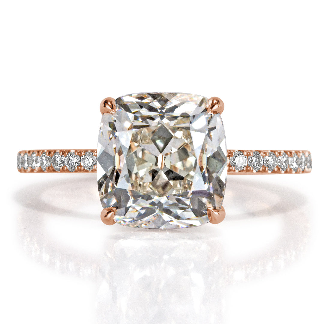 4.10ct Old Mine Cut Diamond Engagement Ring