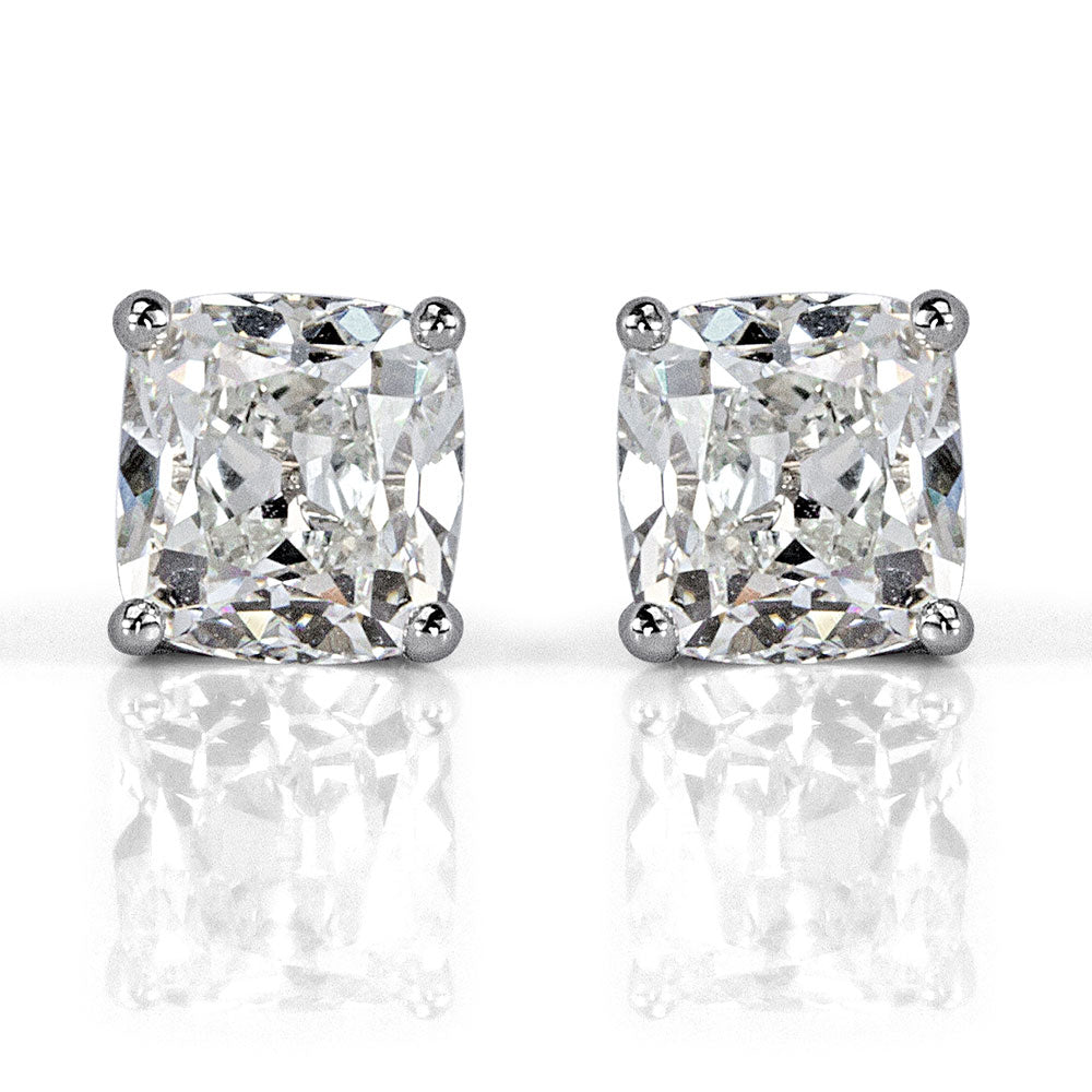 4.02ct Old Mine Cut Diamond Stud Earrings