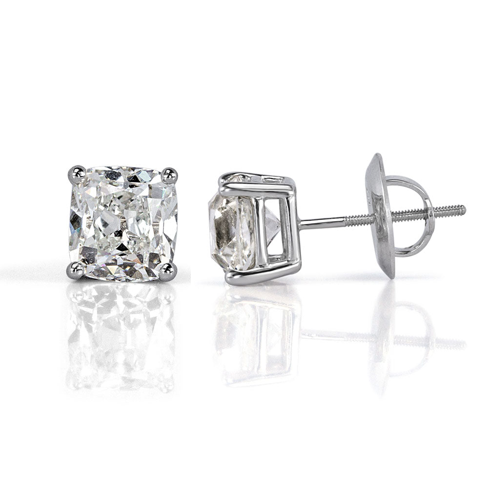4.02ct Old Mine Cut Diamond Stud Earrings