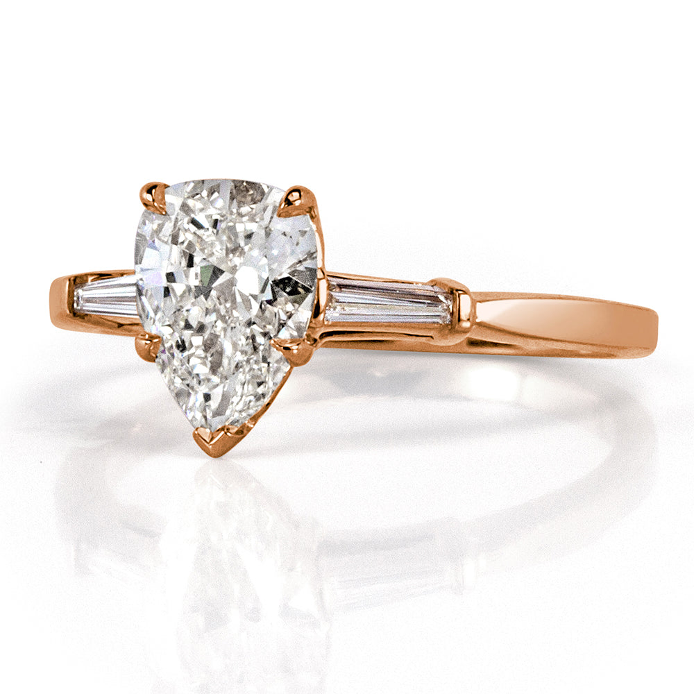 1.18ct Pear Shaped Diamond Three-Stone Engagement Ring