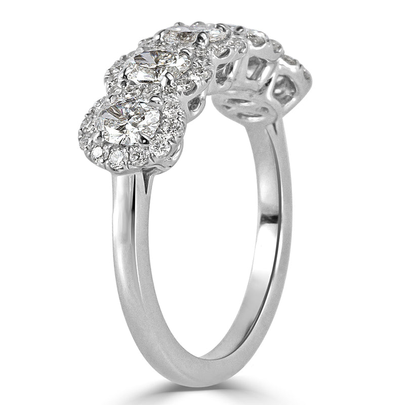 1.50ct Oval Cut Diamond Five-Stone Halo Ring