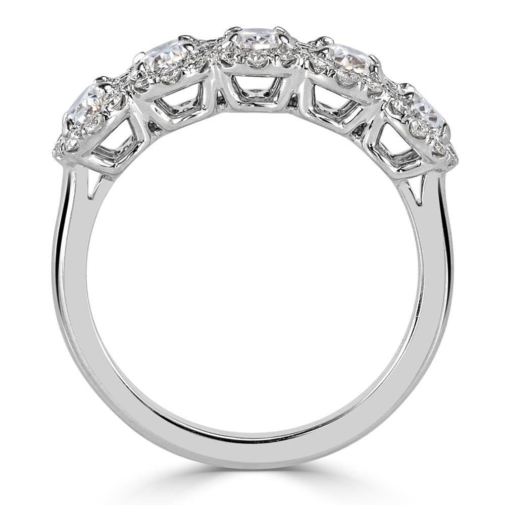 1.50ct Oval Cut Diamond Five-Stone Halo Ring