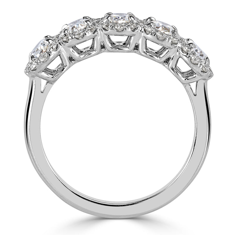 1.50ct Oval Cut Diamond Five-Stone Halo Ring