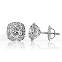 3.60ct Cushion Cut Diamond Halo Earrings