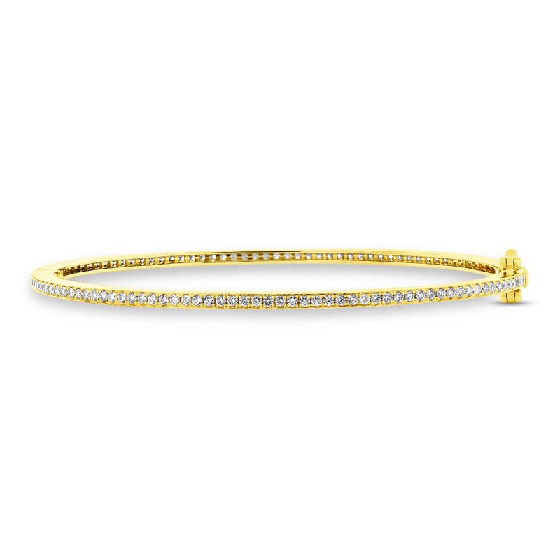 1.09ct Round Brilliant Cut Diamond Eternity Bangle in 14k Yellow Gold