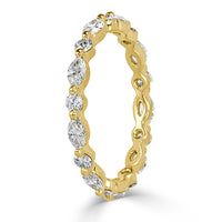 1.00ct Marquise and Round Brilliant Cut Diamond Eternity Band in 18k Yellow Gold