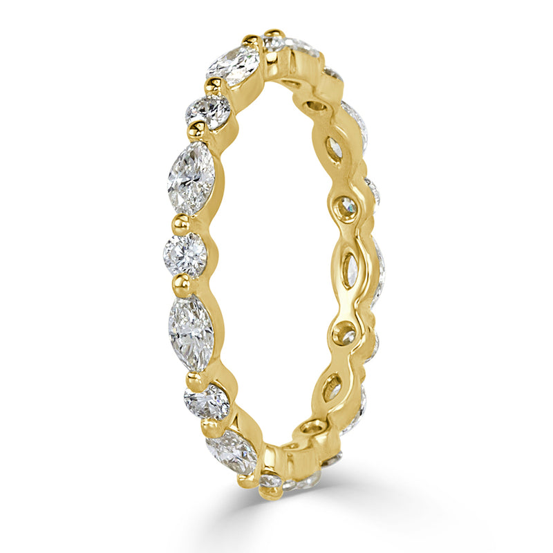1.00ct Marquise and Round Brilliant Cut Diamond Eternity Band in 18k Yellow Gold