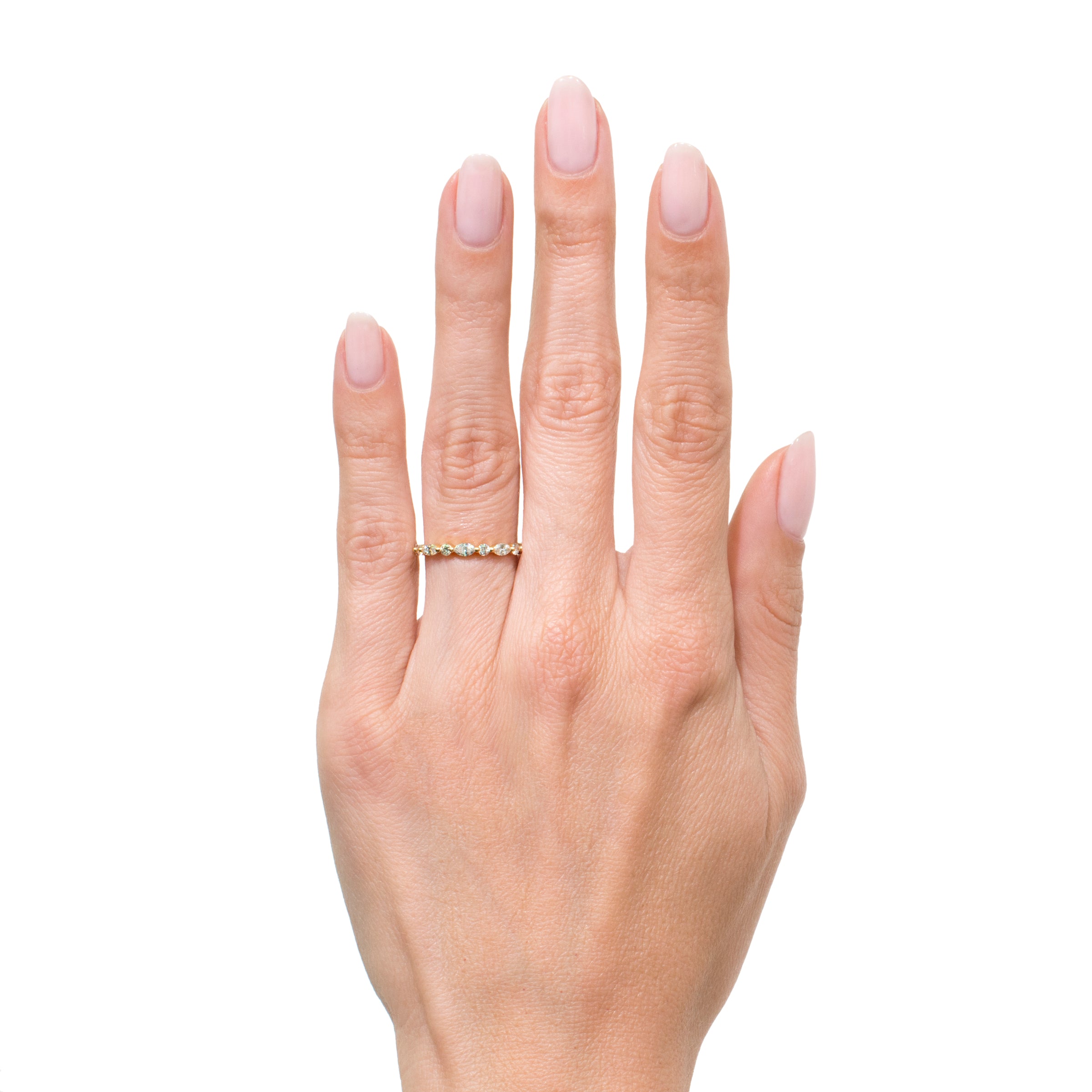 1.00ct Marquise and Round Brilliant Cut Diamond Eternity Band in 18k Yellow Gold